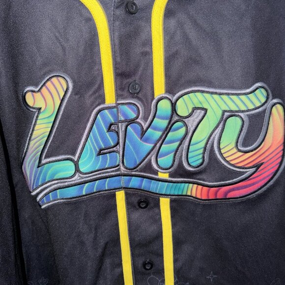 Levity Cloud 9 Black and Rainbow Rave EDM Festival Baseball Jersey Size XL - Picture 2 of 7
